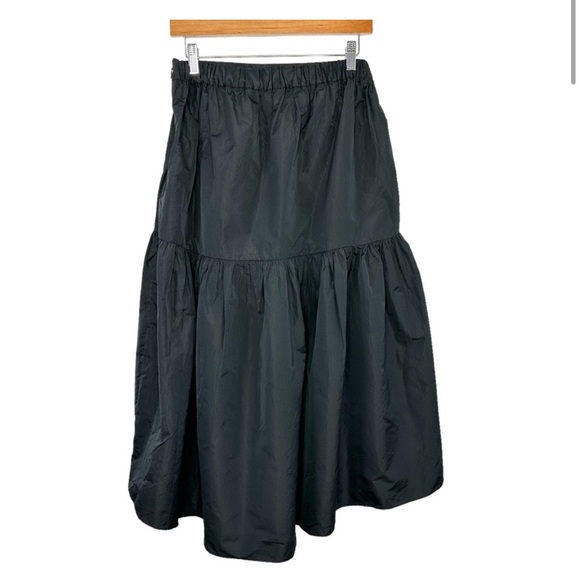 Aritzia Wilfred Fantasy Skirt Small Black A Lined Tiered Taffeta Elastic Waist - Picture 3 of 8